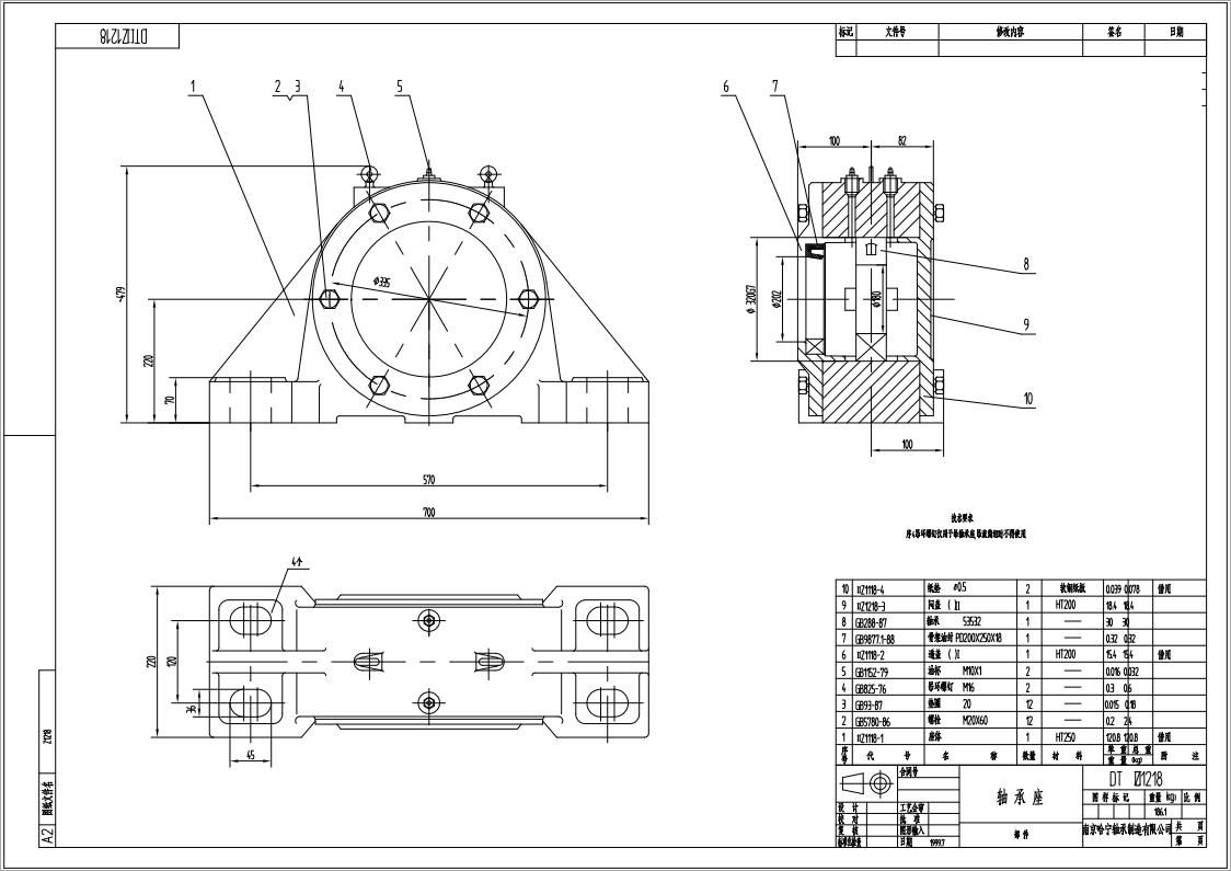 DTIIZ1218皮帶機專用軸承座悶蓋自由端適配軸承型號22236